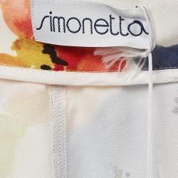 Simonetta Multicolor Floral Print Crepe Ruffled Shorts S