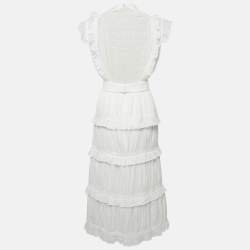Pre Owned Sir the Label Aurelie White Cotton Tiered Open Back Midi Dress XS