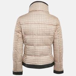 Sisley Beige Crepe Fur Collar Detail Quilted Puffer Jacket M
