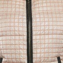 Sisley Beige Crepe Fur Collar Detail Quilted Puffer Jacket M