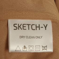 Pre Owned فستان سكيتش-واي هولي أبيض محبوك بحمالة عالية الشق مقاس صغير - سمول