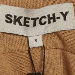 Pre Owned فستان سكيتش-واي هولي أبيض محبوك بحمالة عالية الشق مقاس صغير - سمول