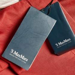 Pre Owned S'Max Mara Brick Red Cotton & Ramie Belted Button Front Dress L