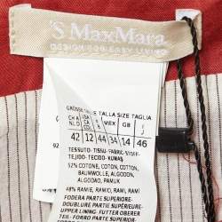 Pre Owned S'Max Mara Brick Red Cotton & Ramie Belted Button Front Dress L