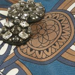 Pre Owned S'Max Mara Blue Printed Silk Timesilk Midi Dress M