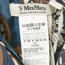 Pre Owned S'Max Mara Blue Printed Silk Timesilk Midi Dress M