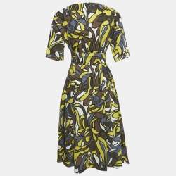 Pre Owned S'Max Mara Blue Printed Cotton Belted Long Dress XL