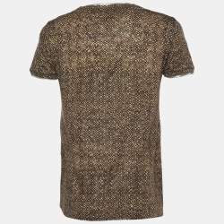 S'Max Mara Brown Snake Print Wool Blend Knit T-Shirt S