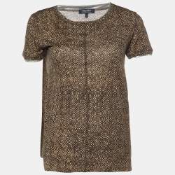 S'Max Mara Brown Snake Print Wool Blend Knit T-Shirt S