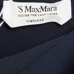Pre Owned S'Max Mara Navy Crepe Shoulder Tie-Up Jumpsuit M