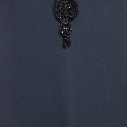 Pre Owned S'Max Mara Navy Crepe Shoulder Tie-Up Jumpsuit M