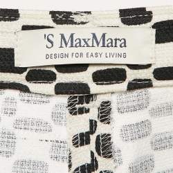 S'Max Mara White/Black Printed Cotton Wide-Leg Trousers L