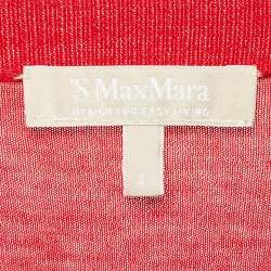 S'Max Mara Red Cotton Knit Cropped Cardigan S