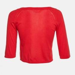 S'Max Mara Red Cotton Knit Cropped Cardigan S