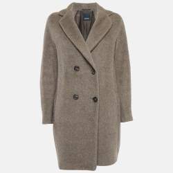 S'Max Mara Grey Felt Double Breasted Coat M