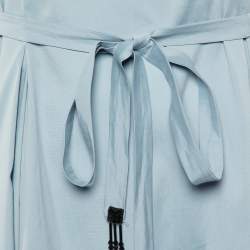 Pre Owned S'Max Mara Slate Blue Cotton Belted Midi Dress L