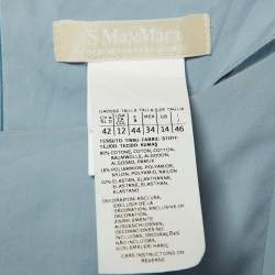Pre Owned S'Max Mara Slate Blue Cotton Belted Midi Dress L