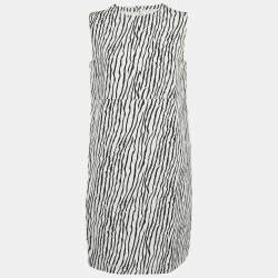 S'Max Mara White Printed Cotton Blend Sleeveless Short Dress S