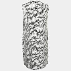 S'Max Mara White Printed Cotton Blend Sleeveless Short Dress S