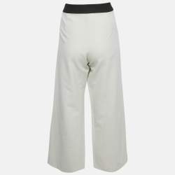 S'Max Mara White Cotton Blend Contrast Waist Detail Cropped Pants M