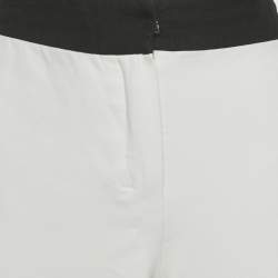 S'Max Mara White Cotton Blend Contrast Waist Detail Cropped Pants M