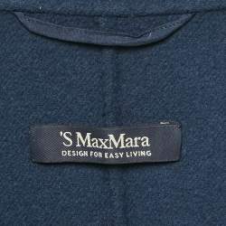S'Max Mara Navy Blue Wool Button Front Long Coat L