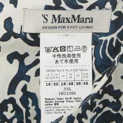 Pre Owned S'Max Mara Blue Printed Cotton Belted Long Dress XL