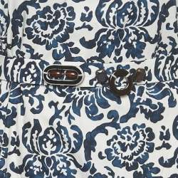 Pre Owned S'Max Mara Blue Printed Cotton Belted Long Dress XL