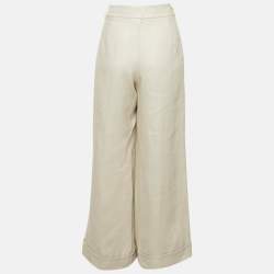 Pre Owned S'Max Mara Beige Linen Wide-Leg Trousers L