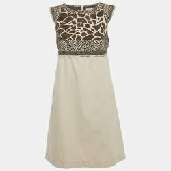 Pre Owned S'Max Mara Grey Printed Cotton Short Dress M