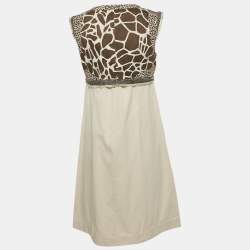 Pre Owned S'Max Mara Grey Printed Cotton Short Dress M