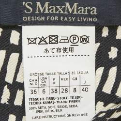 Pre Owned S'Max Mara Monochrome Printed Silk Top S