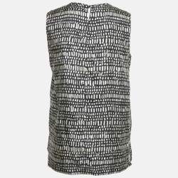 Pre Owned S'Max Mara Monochrome Printed Silk Top S