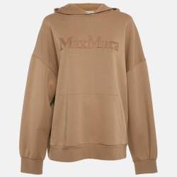 Pre Owned S'Max Mara Brown Logo Embroidery Cotton Hooded Sweatshirt XL 