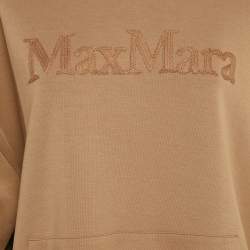 Pre Owned S'Max Mara Brown Logo Embroidery Cotton Hooded Sweatshirt XL 