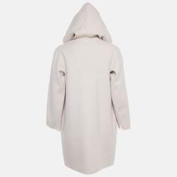 Pre Owned S'Max Mara Light Beige Wool Hooded Long Coat M