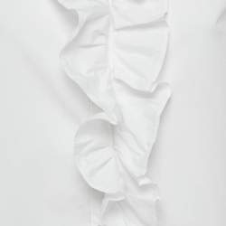 Pre Owned S'Max Mara White Cotton Ruffled Button Front Shirt S