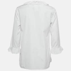Pre Owned S'Max Mara White Cotton Ruffled Button Front Shirt S
