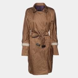 Pre Owned S'Max Mara Purple Nylon Belted Trench Coat M
