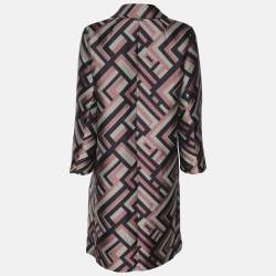 Pre Owned S'Max Mara Multicolor Jacquard Mid Length Coat M