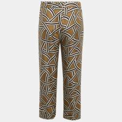 Pre Owned S'Max Mara Green Printed Silk Belted Trousers S