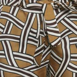 Pre Owned S'Max Mara Green Printed Silk Belted Trousers S