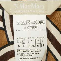 Pre Owned S'Max Mara Green Printed Silk Belted Trousers S