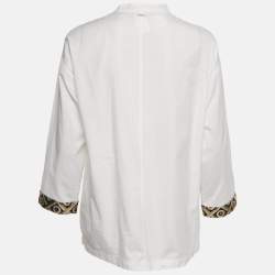 مملوكة مسبقًا قميص قطني بأطراف مزينة بخيوط لوركس أبيض أس ماكس مارا مقاس صغير (سمول)