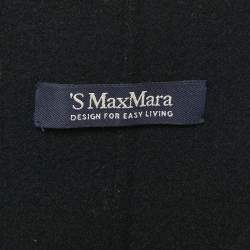 Pre Owned S'Max Mara Black Felt Mid-Length Coat L