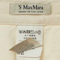 Pre Owned S'Max Mara Cream Denim Straight Fit Trousers M/Waist 28"