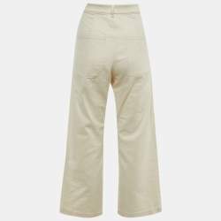 Pre Owned S'Max Mara Cream Denim Straight Fit Trousers M/Waist 28"