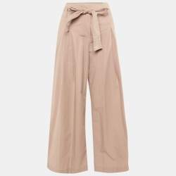 Pre Owned S'Max Mara Beige Cotton Pleated Trouser S
