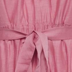 Pre Owned S' Max Mara Pink Cotton Short Sleeve Long Dress M