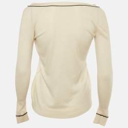 Pre Owned S'Max Mara Cream Silk Blend Button Front Cardigan S